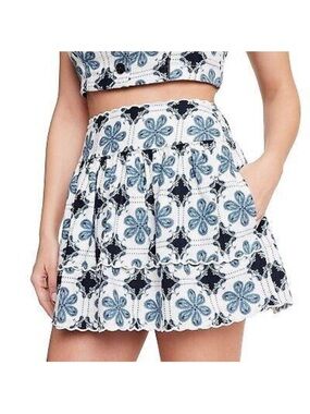 Agua Bendita x Target Coral Tile Print Tiered A-Line Mini Skirt